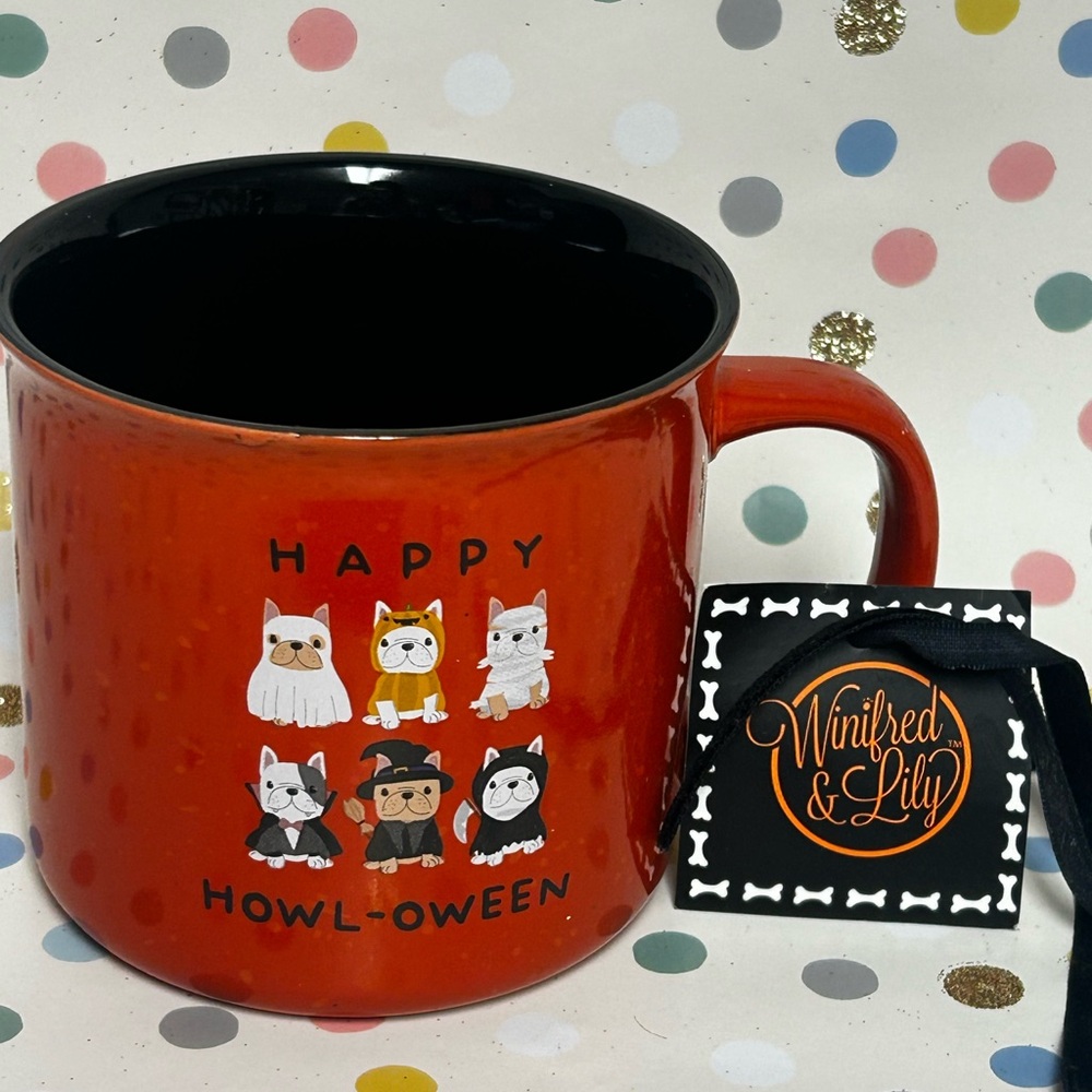 Winfred and Lilly French Bulldog Happy Howl- ween Dogs Halloween Coffee  Mug NWT